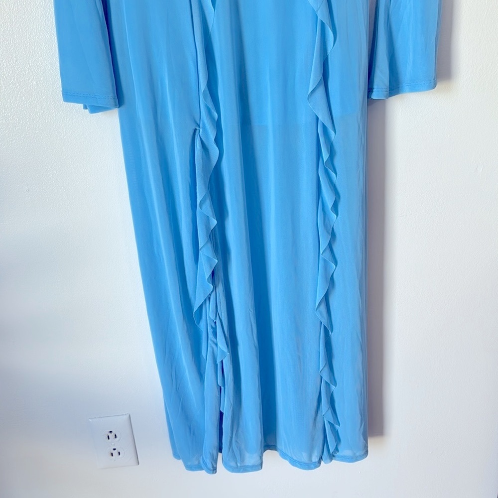 Future Collective Blue Maxi Dress Size XS Front Spilt Long Sleeve V-Neckline - Picture 6 of 9